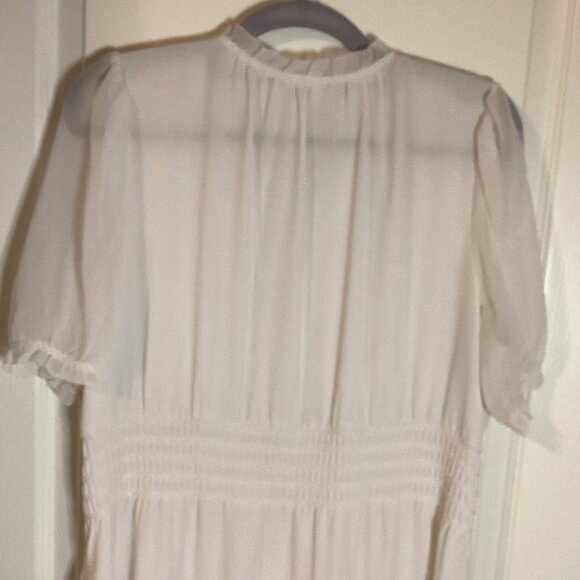 Wilfred Daughter Dress Women's Puff-Sleeves Button-Front Midi Smocking Ruffles - Picture 7 of 15